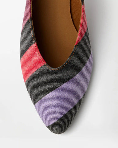 Tina Striped Denim Pumps 65 mm