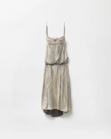 Embroidered CrÃªpe de Chine Midi Dress