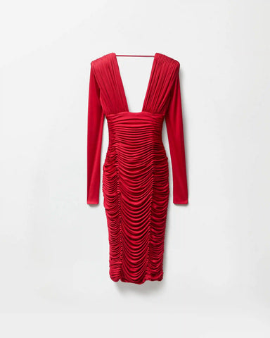 Draped Silk CrÃªpe Jersey Midi Dress