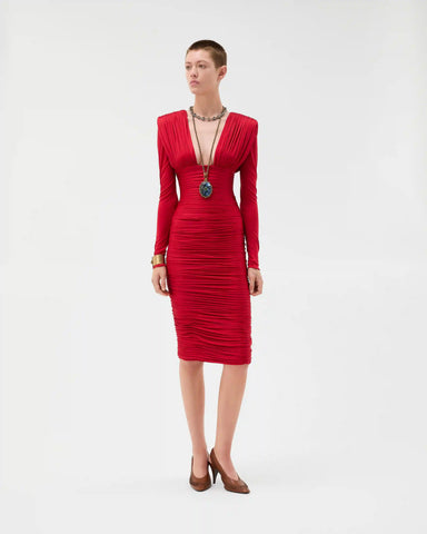 Draped Silk CrÃªpe Jersey Midi Dress