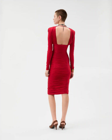 Draped Silk CrÃªpe Jersey Midi Dress