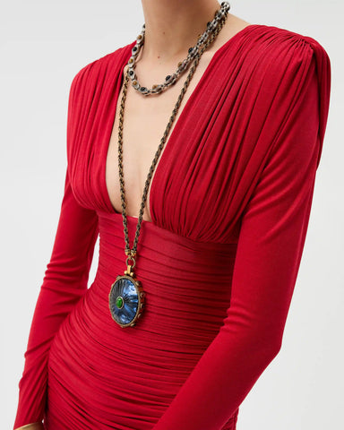 Draped Silk CrÃªpe Jersey Midi Dress