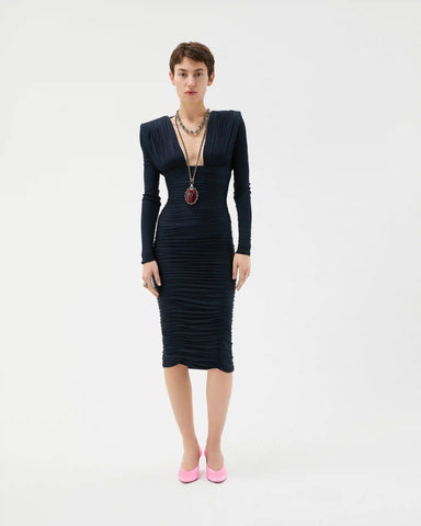 Draped Silk CrÃªpe Jersey Midi Dress