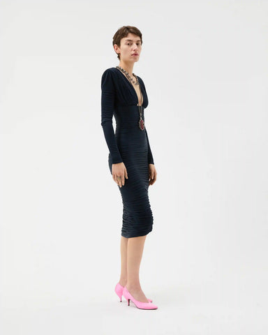 Draped Silk CrÃªpe Jersey Midi Dress