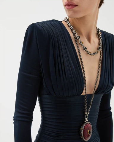Draped Silk CrÃªpe Jersey Midi Dress