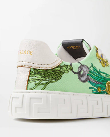 Greca Printed Canvas Sneakers