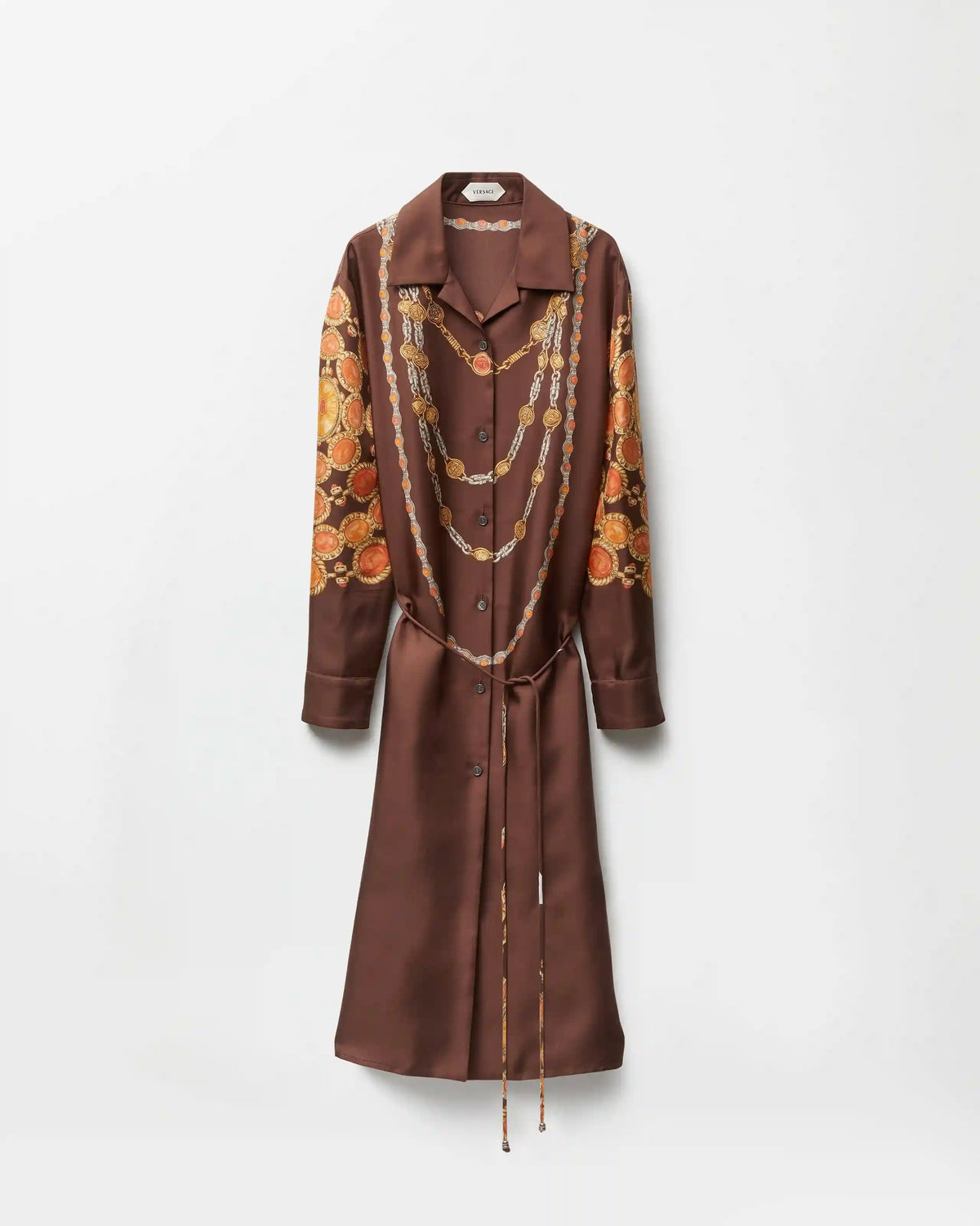 Printed Silk Twill Mini Shirt Dress