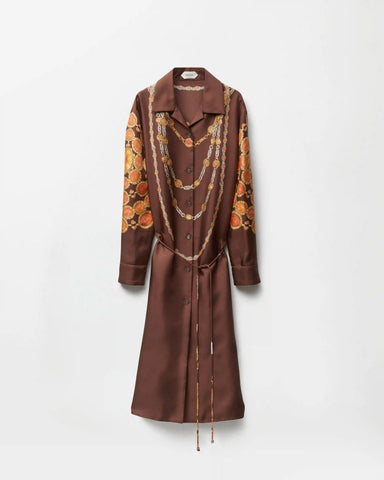 Printed Silk Twill Mini Shirt Dress