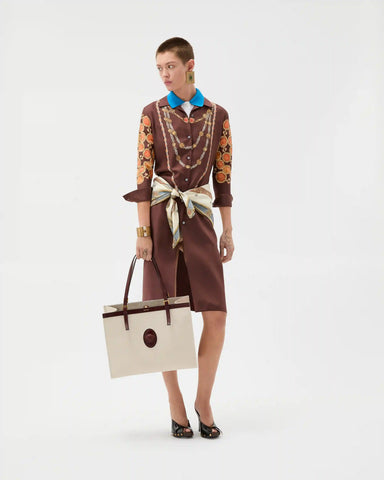 Printed Silk Twill Mini Shirt Dress