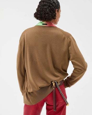 Embroidered Wool Knit Cardigan