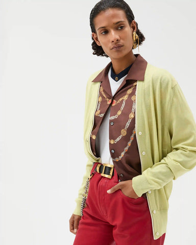 Embroidered Wool Knit Cardigan