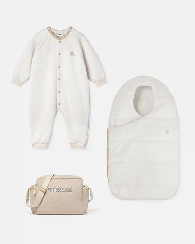 Baby Embroidered MatelassÃ© Cotton-Jersey Sleepsuit