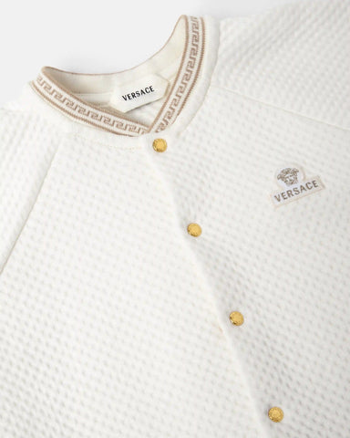 Baby Embroidered MatelassÃ© Cotton-Jersey Sleepsuit