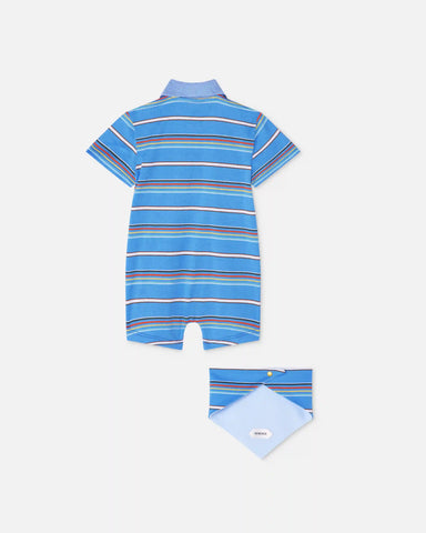 Baby Printed Striped Sleepsuit & Bandana Bib Set