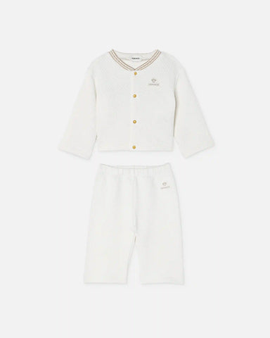Baby cardigan set in embroidered matelassÃ© jersey