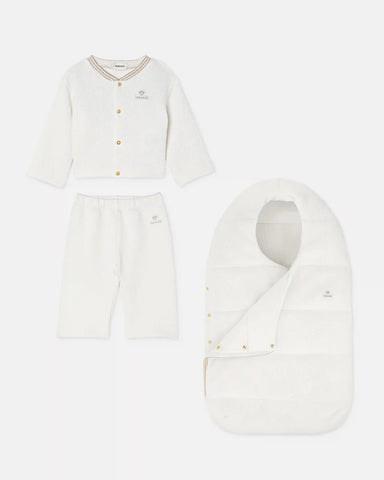 Baby cardigan set in embroidered matelassÃ© jersey