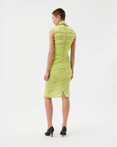 Silk-Chiffon Draped Midi Dress