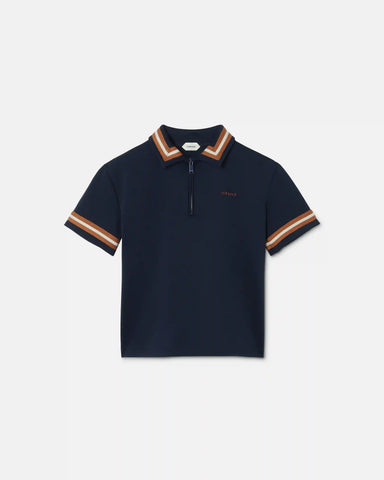 Kids Embroidered-Logo Stretch PiquÃ© Zip Polo