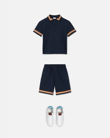 Kids Embroidered-Logo Stretch PiquÃ© Zip Polo