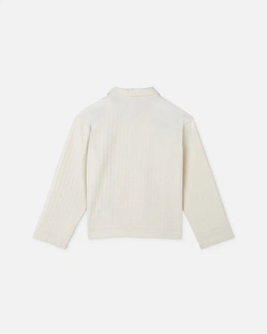 Kids Embroidered Micro-Check Jacquard Cotton Shirt