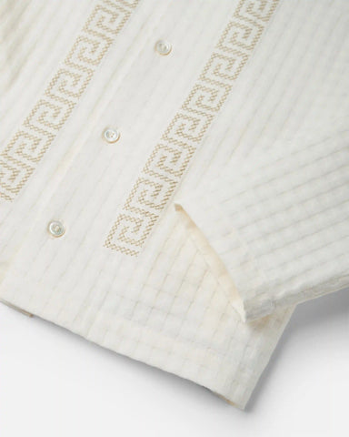Kids Embroidered Micro-Check Jacquard Cotton Shirt