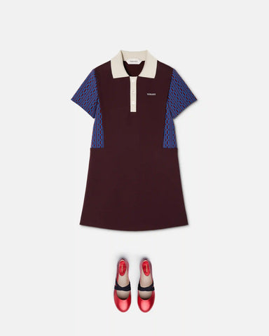 Kids Embroidered-Logo Jacquard Milano-Stitch Dress