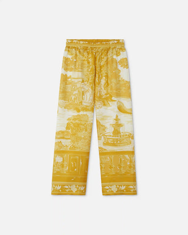 Kids Printed Silk Twill Pajama-Style Pants