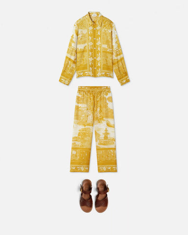 Kids Printed Silk Twill Pajama-Style Pants