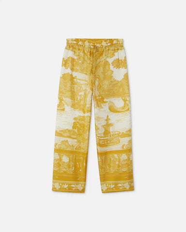 Kids Printed Silk Twill Pajama-Style Pants