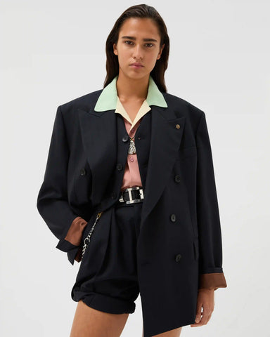 Pinstripe Wool Blazer