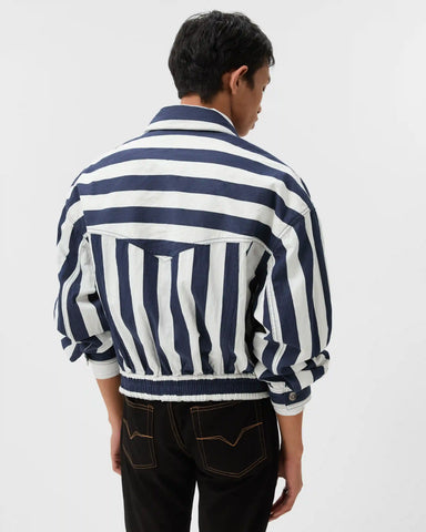 Striped Cotton Denim Blouson