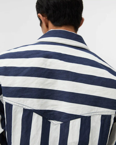 Striped Cotton Denim Blouson