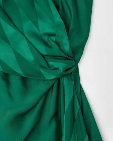 Jacquard Silk Draped Midi Dress