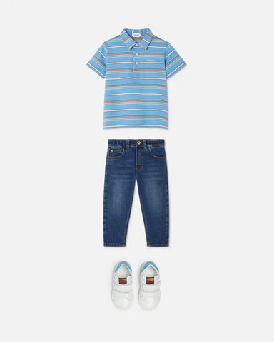 Baby Embroidered-Logo Striped Cotton-Jersey Polo