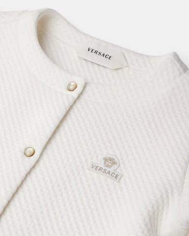 Baby Embroidered MatelassÃ© Cotton-Jersey Cardigan