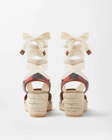 Lola Striped Denim Wedge Sandals 65 mm