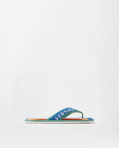 Striped Cotton-Terry Jacquard Flip Flops