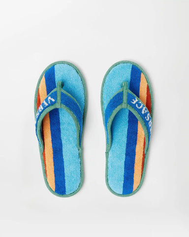 Striped Cotton-Terry Jacquard Flip Flops