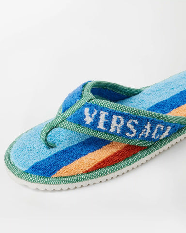 Striped Cotton-Terry Jacquard Flip Flops