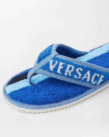Striped Cotton-Terry Jacquard Flip Flops