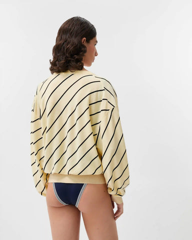 Striped-Intarsia Wool Knit Cardigan