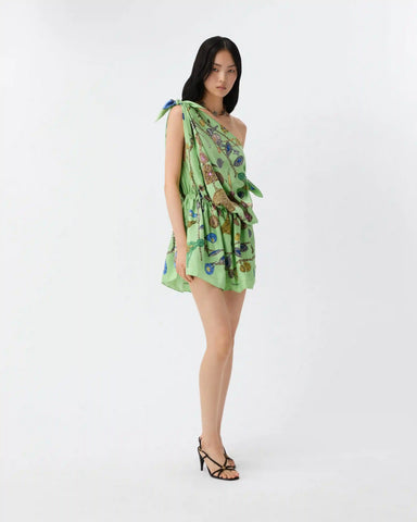 Printed Silk Twill Mini Dress