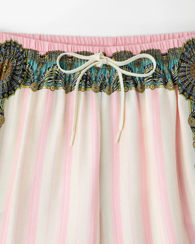 Printed Silk Twill Pajama-Style Pants