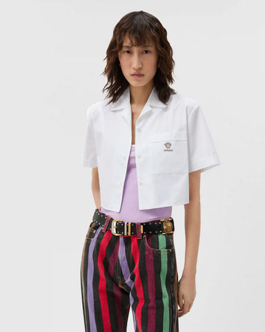 Cotton-Poplin Crop Shirt