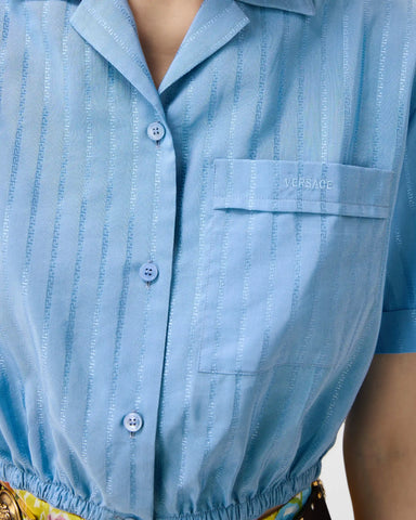 Jacquard Cotton-Silk Crop Shirt