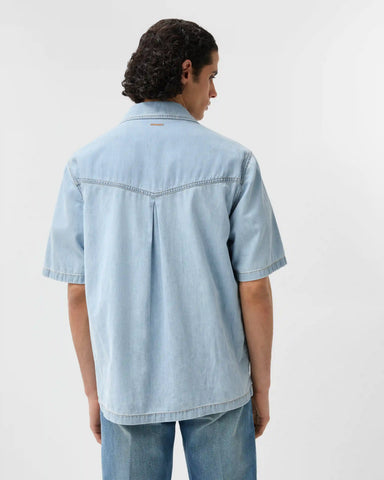 Embroidered-Logo Denim Cotton Shirt