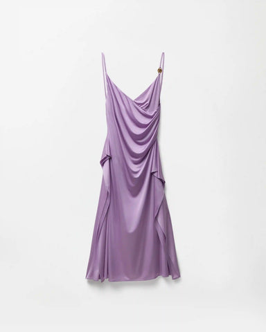 Viscose-Jersey Draped Midi Dress