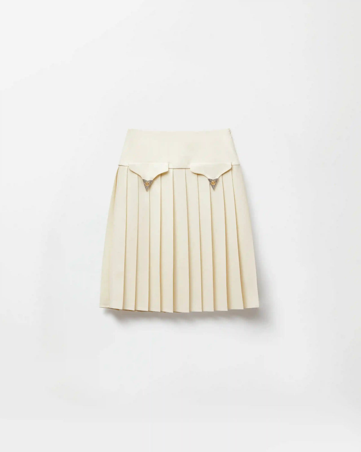 Pleated Wool Midi Skirt