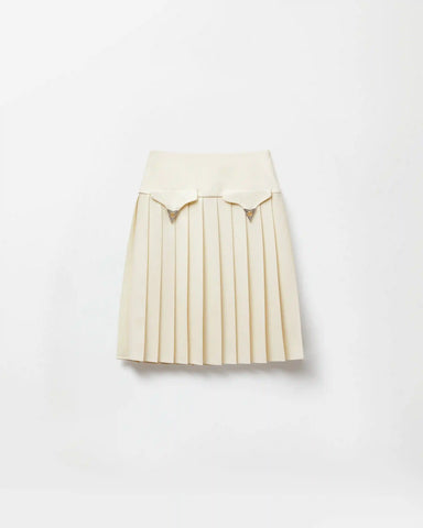 Pleated Wool Midi Skirt
