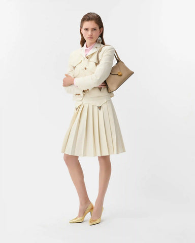 Pleated Wool Midi Skirt